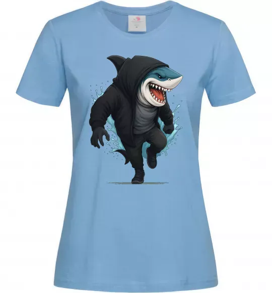 Женская футболка Акула в капюшоні Голубой фото