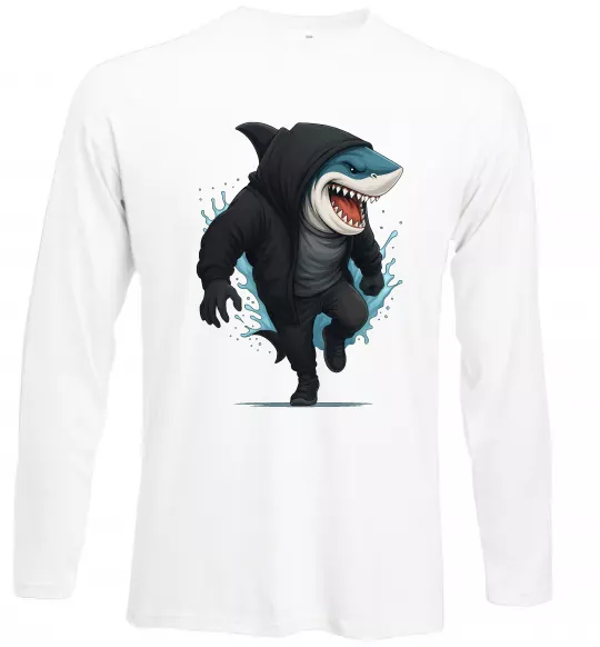 Лонгслив Акула в капюшоні Белый фото