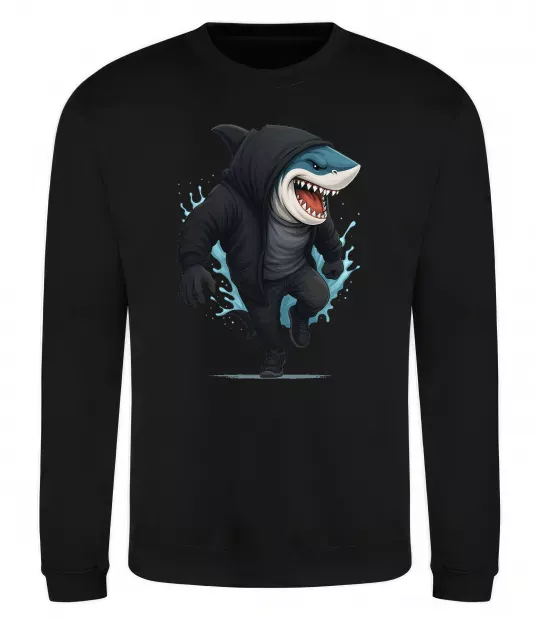 Світшот Акула в капюшоні Чорний фото