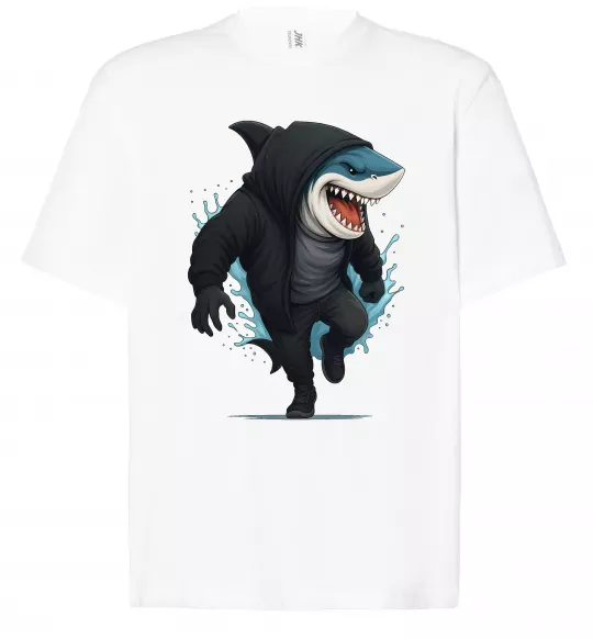Футболка Оверсайз Акула в капюшоні Білий фото