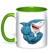 Чашка з кольоровою ручкою Акула показує біцепс Зелений фото