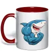 Чашка з кольоровою ручкою Акула показує біцепс Червоний фото
