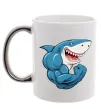 Чашка з кольоровою ручкою Акула показує біцепс Срібло фото