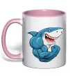 Чашка з кольоровою ручкою Акула показує біцепс Ніжно рожевий фото