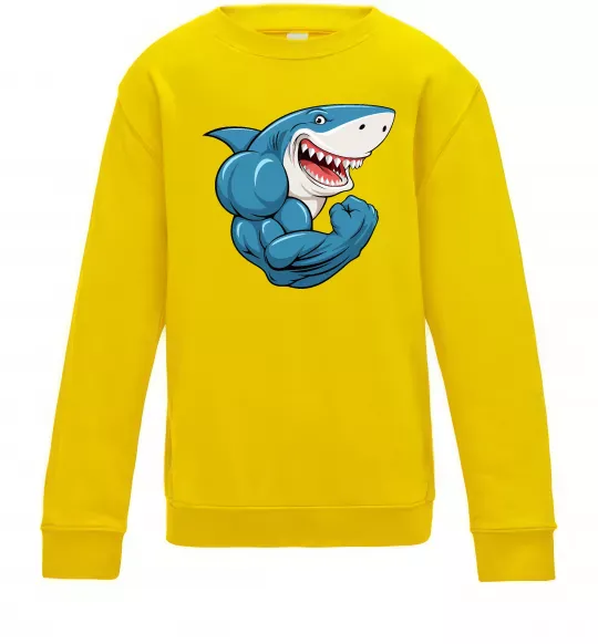Детский Свитшот Акула показує біцепс Солнечно желтый фото
