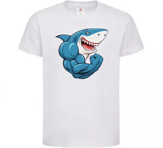 Детская футболка Акула показує біцепс Белый фото