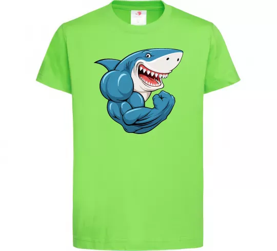 Детская футболка Акула показує біцепс Лаймовый фото