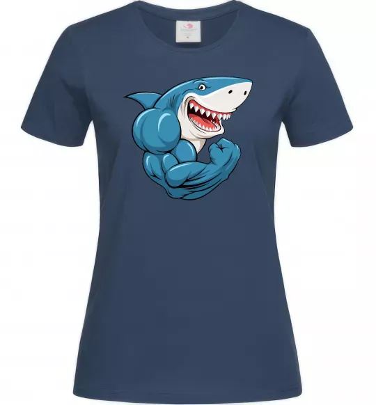 Жіноча футболка Акула показує біцепс Темно-синій фото