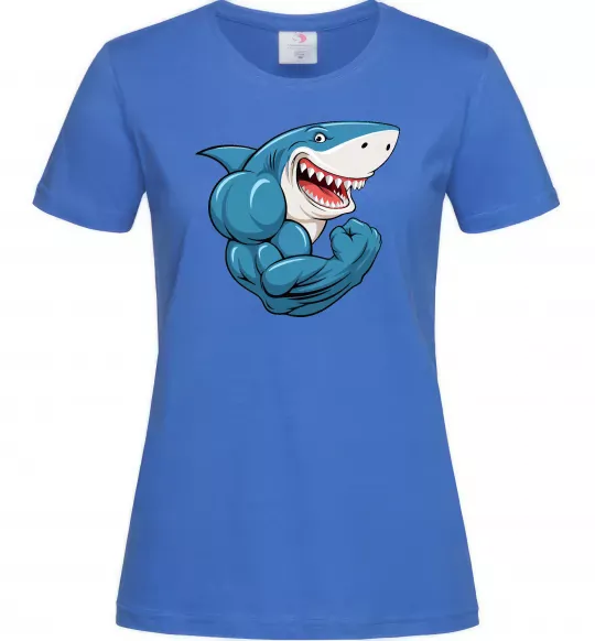 Жіноча футболка Акула показує біцепс Яскраво-синій фото