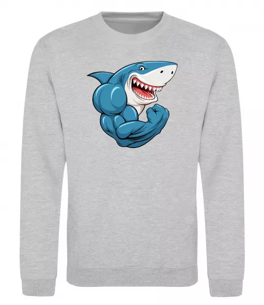 Свитшот Акула показує біцепс Серый меланж фото