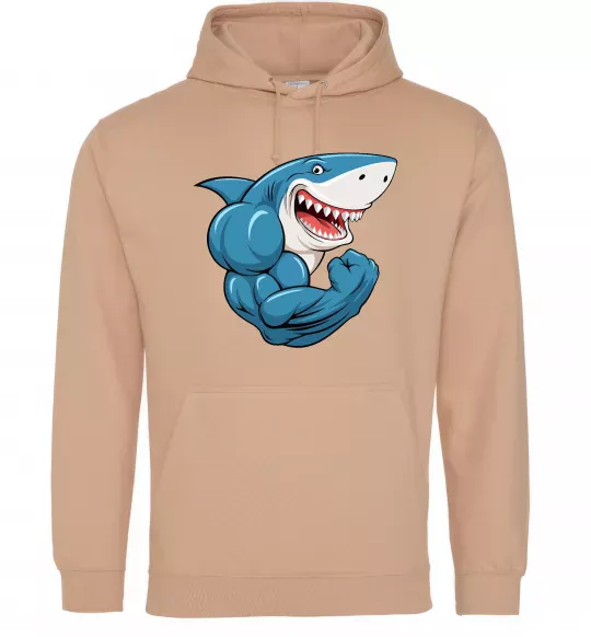 Чоловіча толстовка (худі) Акула показує біцепс Пісочний фото