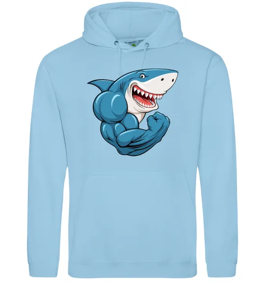 Жіноча толстовка (худі) Акула показує біцепс Блакитний фото