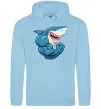 Жіноча толстовка (худі) Акула показує біцепс Блакитний фото