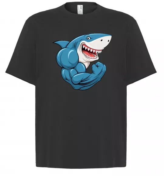Футболка Оверсайз Акула показує біцепс Чорний фото