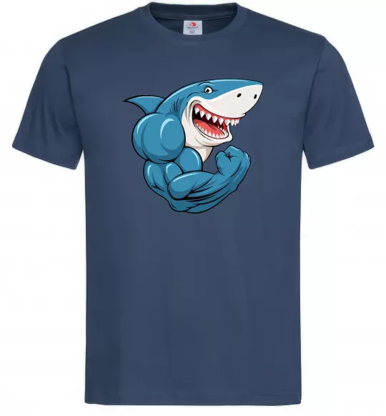 Чоловіча футболка Акула показує біцепс Темно-синій фото