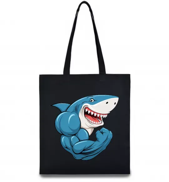 Эко-сумка Акула показує біцепс Черный фото