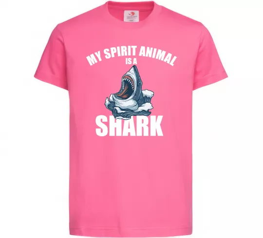 Дитяча футболка Shark is my spirit animal Яскраво-рожевий фото