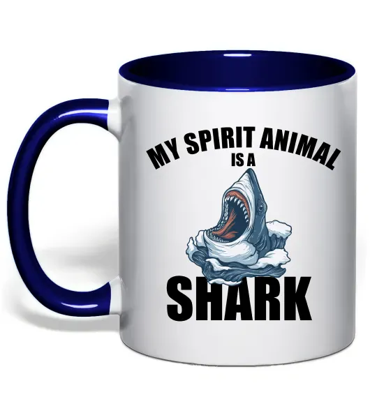 Чашка з кольоровою ручкою Shark is my spirit animal Глибокий темно-синій фото