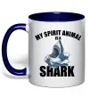 Чашка з кольоровою ручкою Shark is my spirit animal Глибокий темно-синій фото