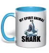 Чашка з кольоровою ручкою Shark is my spirit animal Блакитний фото