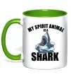 Чашка з кольоровою ручкою Shark is my spirit animal Зелений фото