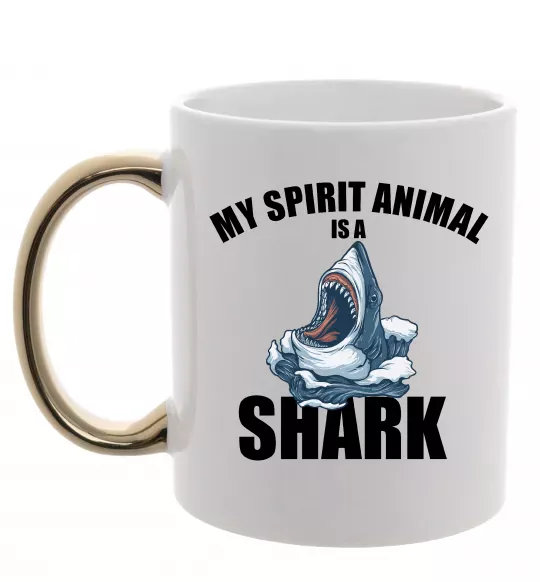 Чашка з кольоровою ручкою Shark is my spirit animal Золото фото