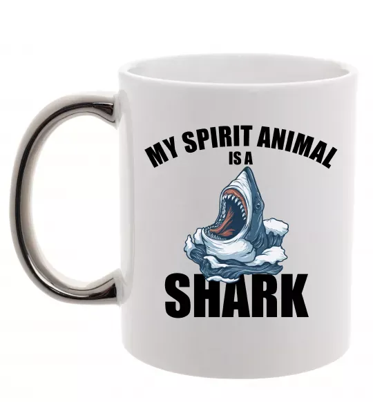 Чашка з кольоровою ручкою Shark is my spirit animal Срібло фото