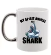 Чашка з кольоровою ручкою Shark is my spirit animal Срібло фото