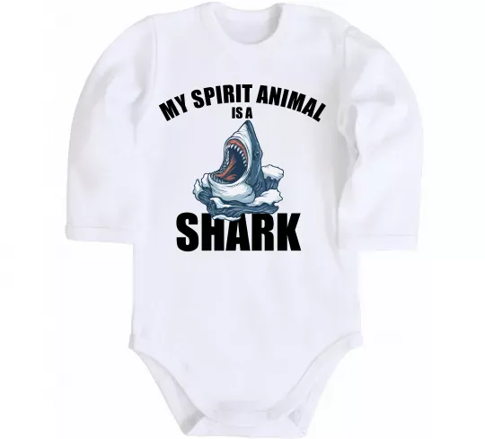 Дитячий бодік Shark is my spirit animal Білий фото
