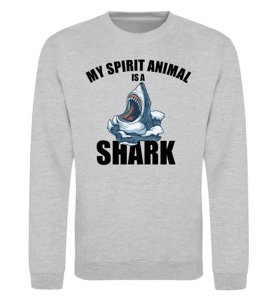 Світшот Shark is my spirit animal Сірий меланж фото
