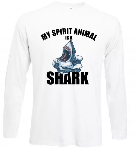 Лонгслів Shark is my spirit animal Білий фото