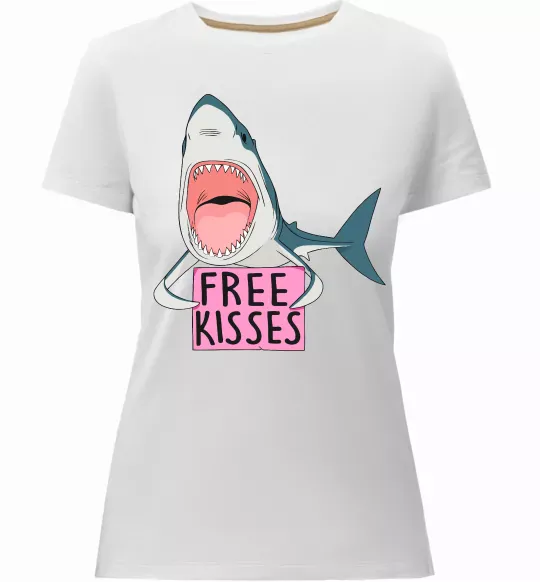 Жіноча преміум футболка Free kisses Білий фото