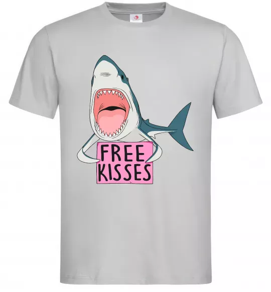 Мужская футболка Free kisses Серый фото