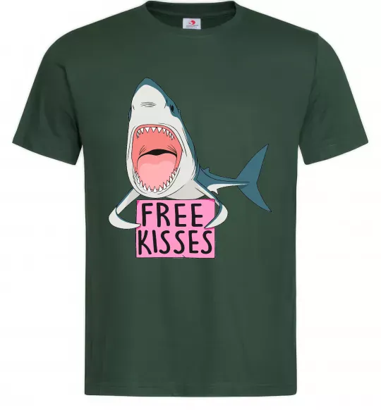 Мужская футболка Free kisses Темно-зеленый фото