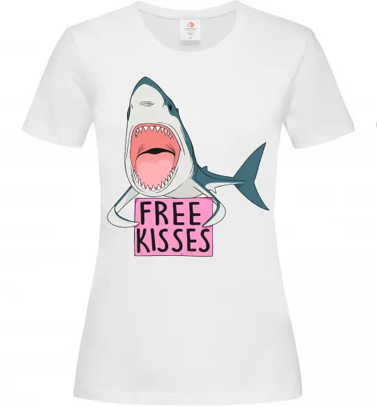 Жіноча футболка Free kisses Білий фото