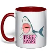 Чашка з кольоровою ручкою Free kisses Червоний фото