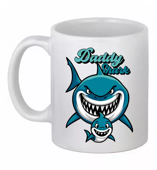 Чашка керамическая Daddy shark Белый фото