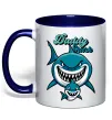 Чашка з кольоровою ручкою Daddy shark Глибокий темно-синій фото