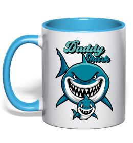 Чашка с цветной ручкой Daddy shark