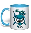 Чашка з кольоровою ручкою Daddy shark Блакитний фото