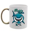 Чашка з кольоровою ручкою Daddy shark Золото фото