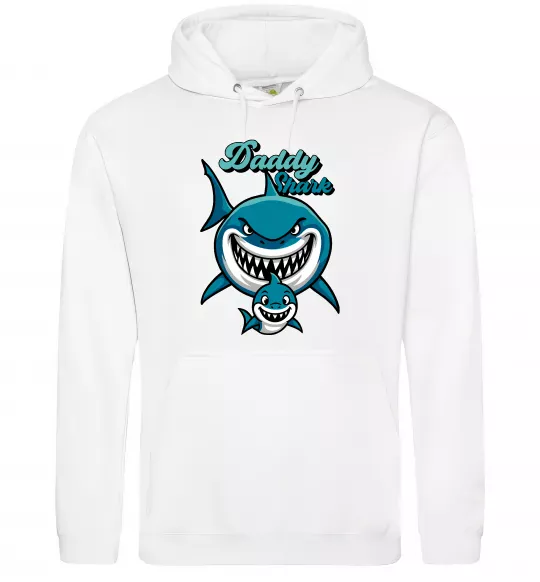Чоловіча толстовка (худі) Daddy shark Білий фото