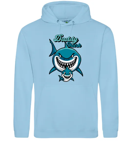 Чоловіча толстовка (худі) Daddy shark Блакитний фото