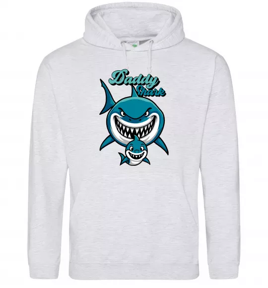 Жіноча толстовка (худі) Daddy shark Сірий меланж фото
