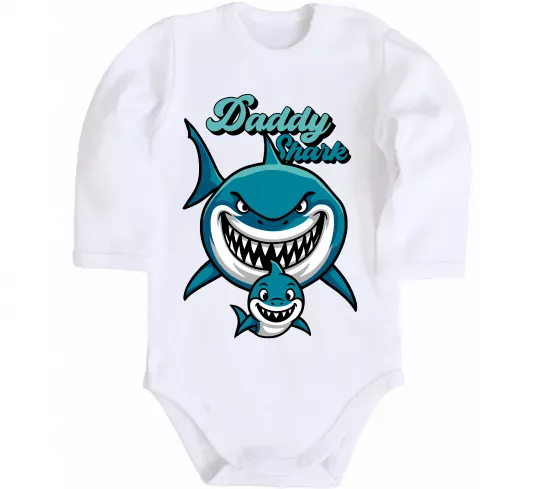Дитячий бодік Daddy shark Білий фото