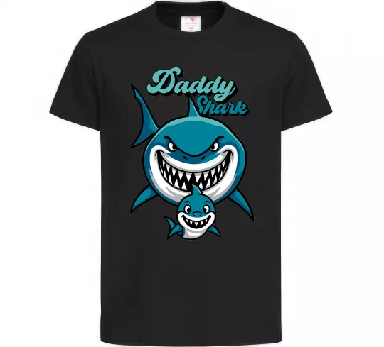 Детская футболка Daddy shark Черный фото