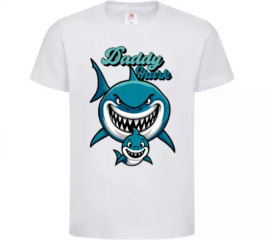 Детская футболка Daddy shark Белый фото