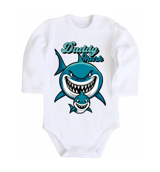 Детский боди Daddy shark Белый фото