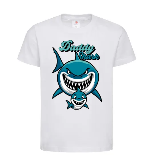 Детская футболка Daddy shark Белый фото