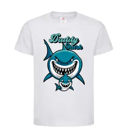 Дитяча футболка Daddy shark Білий фото